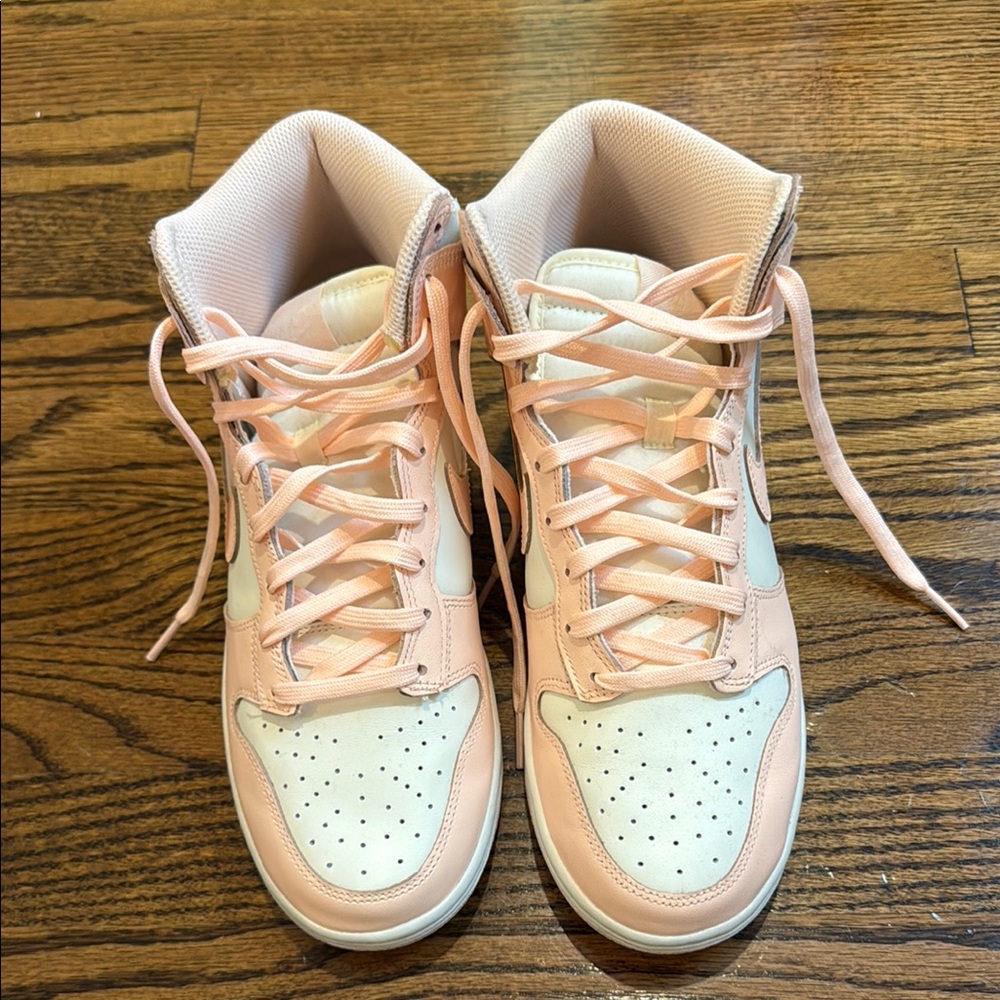 Women's Pink and White High-Top Sneakers